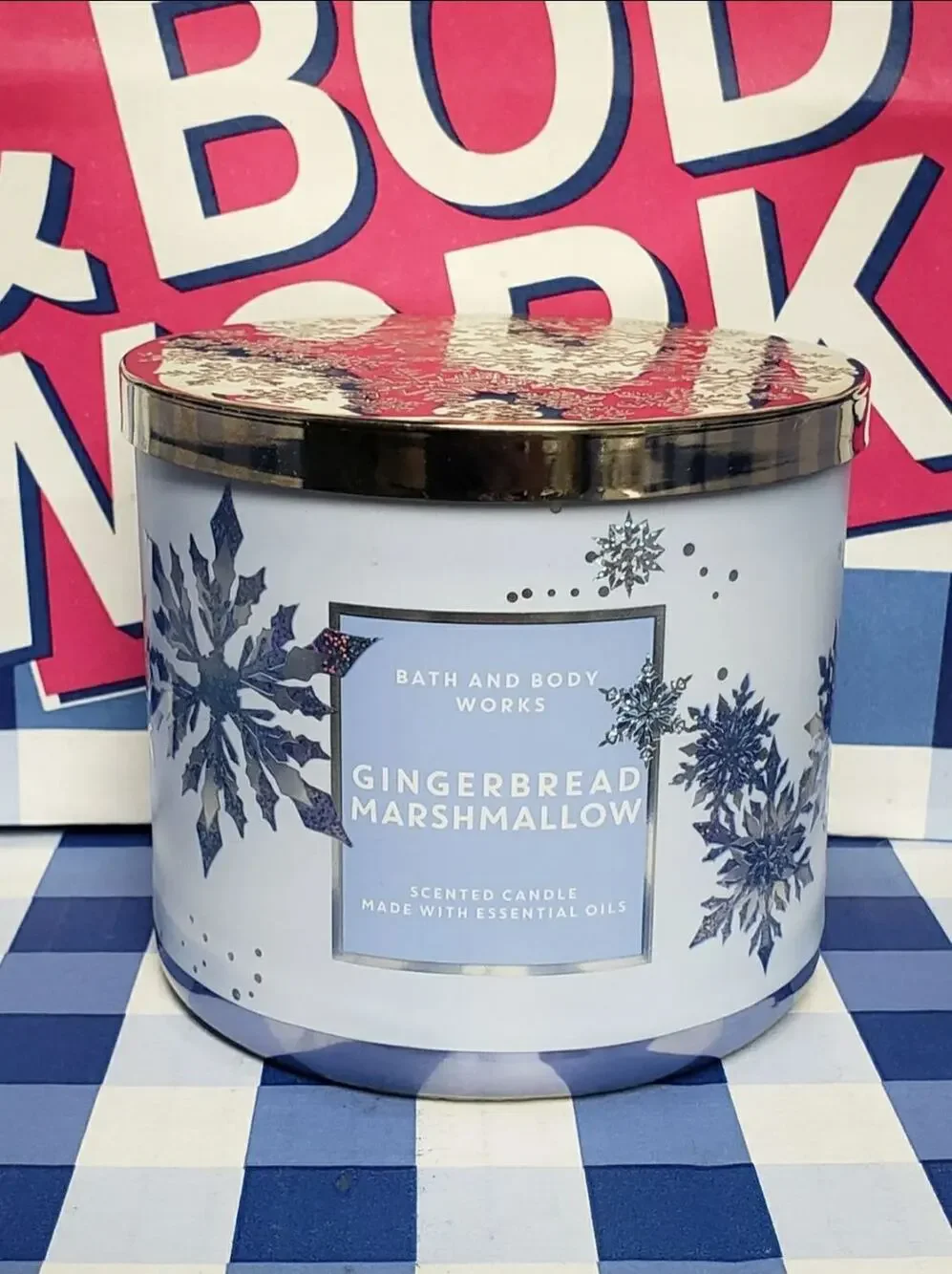 BBW Gingerbread Marshmallow Large 3 Wick Candle Holiday Home Fragrance